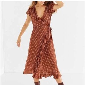 Kimchi Blue Urban Outfitters Brown Wrap Up Dress